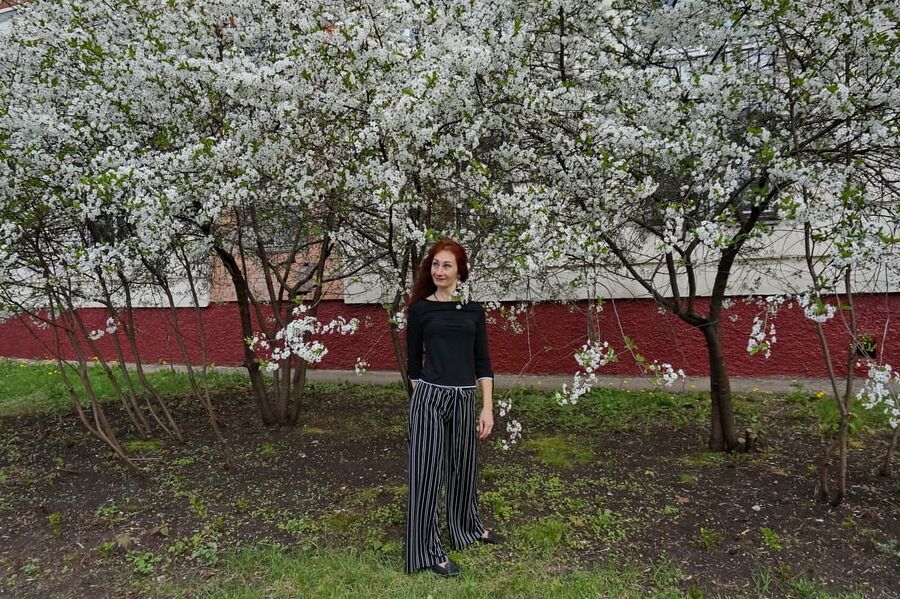 In white cherry-flowers