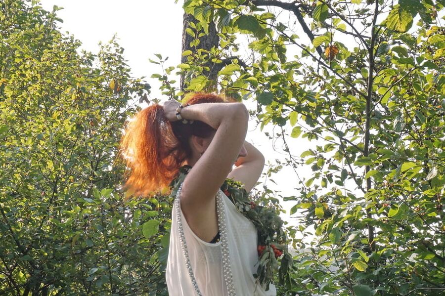 Flame Redhead near Lake