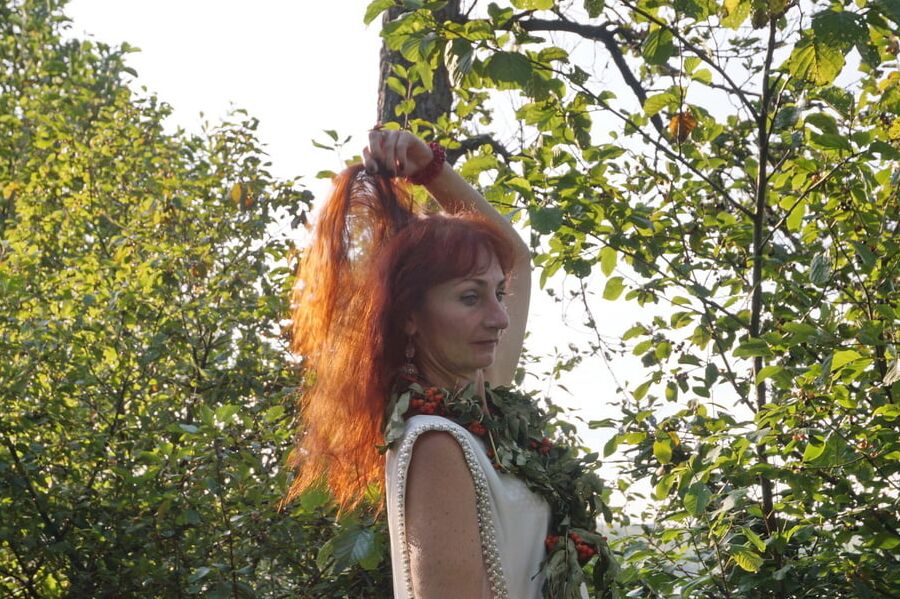 Flame Redhead near Lake