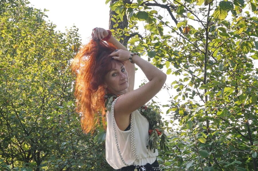 Flame Redhead near Lake