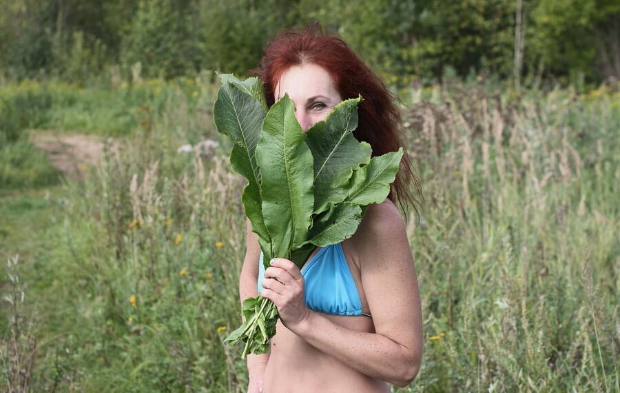 Woman and horseradish