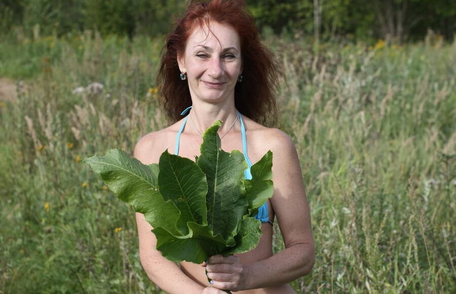 Woman and horseradish