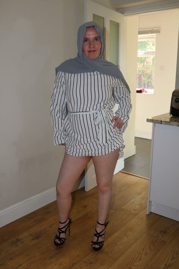 British wife in Hijab Abaya and Heels