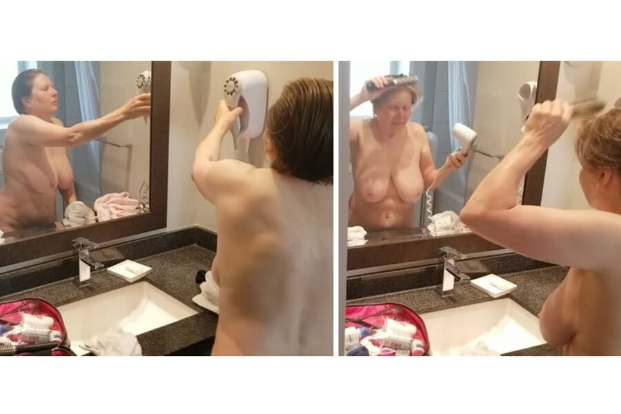 Curvy busty naked grandma on a short vacation