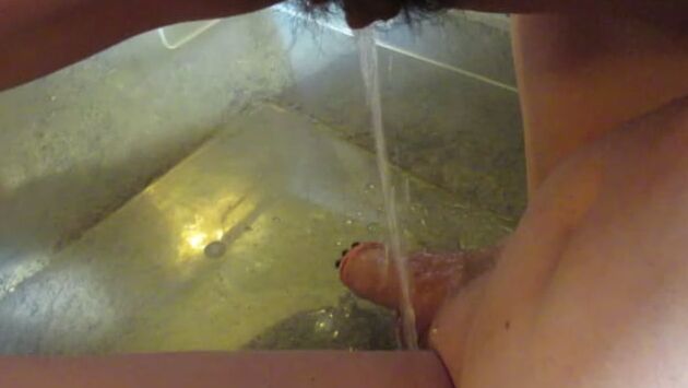 Hairy Girlfriend Pisses on Boyfriends Dick Pee