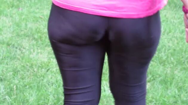 Public See Through Leggings Big Ass in Shiny Spandex MILF
