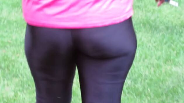Public See Through Leggings Big Ass in Shiny Spandex MILF