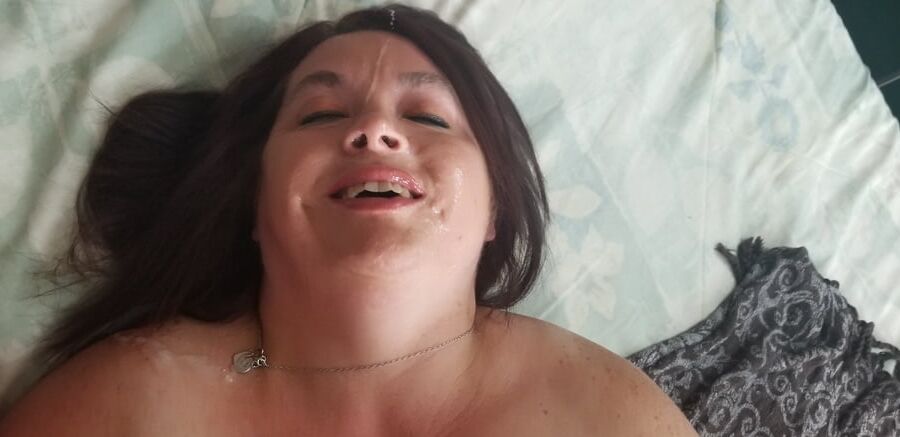 Sexy BBW Black Stockings and a Black Dildo