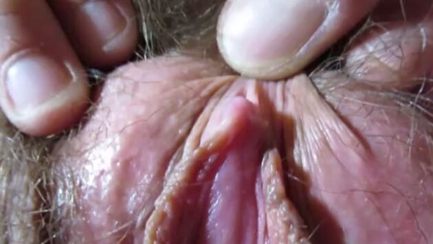Big Hard Clit Close Up with Hairy Cunt