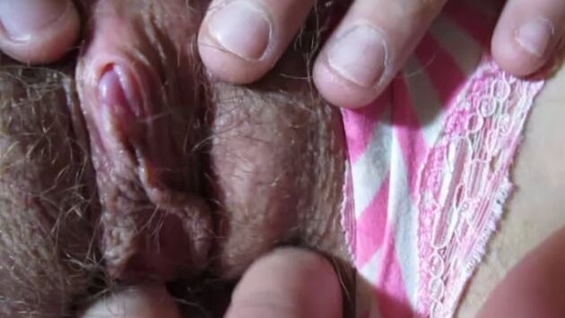 Big Hard Clit Close Up with Hairy Cunt