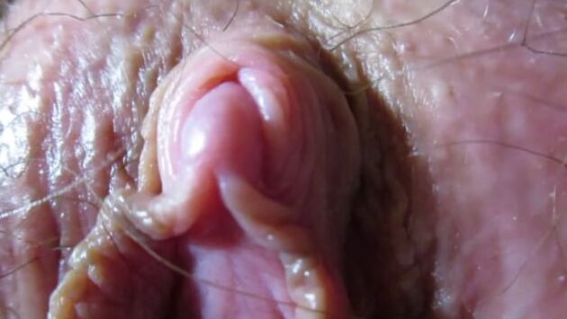 Big Hard Clit Close Up with Hairy Cunt