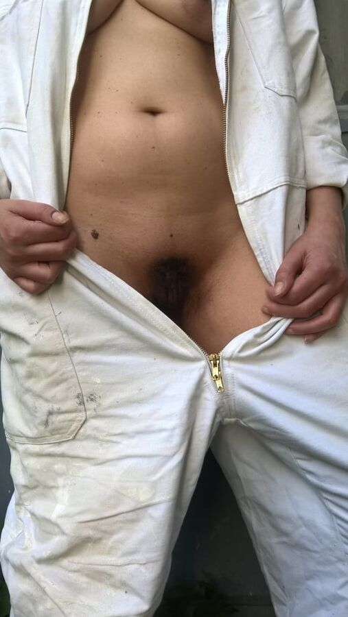 Hairy Mature Wife In Coveralls Outdoors
