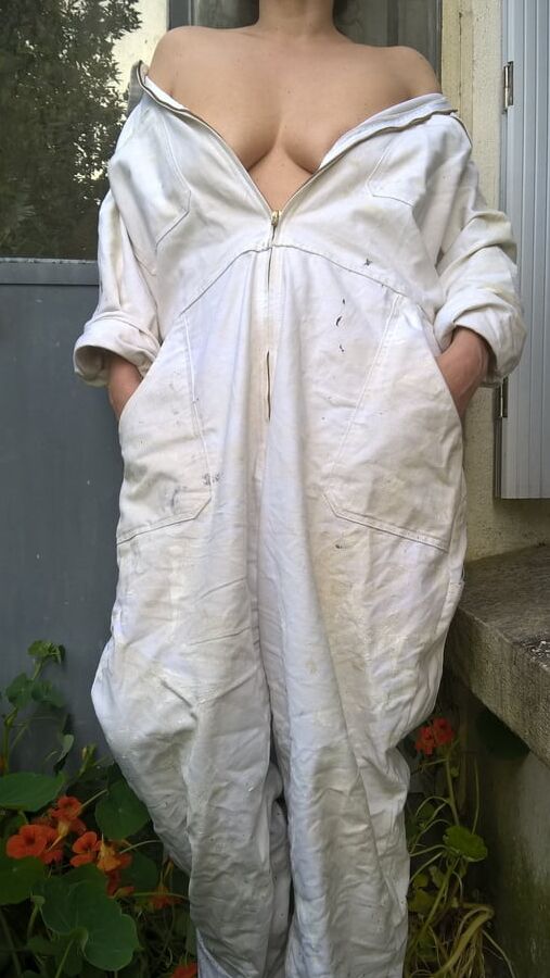 Hairy Mature Wife In Coveralls Outdoors