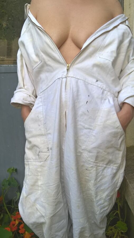 Hairy Mature Wife In Coveralls Outdoors