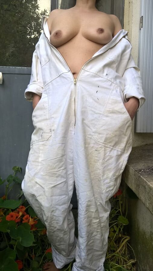 Hairy Mature Wife In Coveralls Outdoors