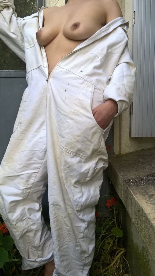 Hairy Mature Wife In Coveralls Outdoors