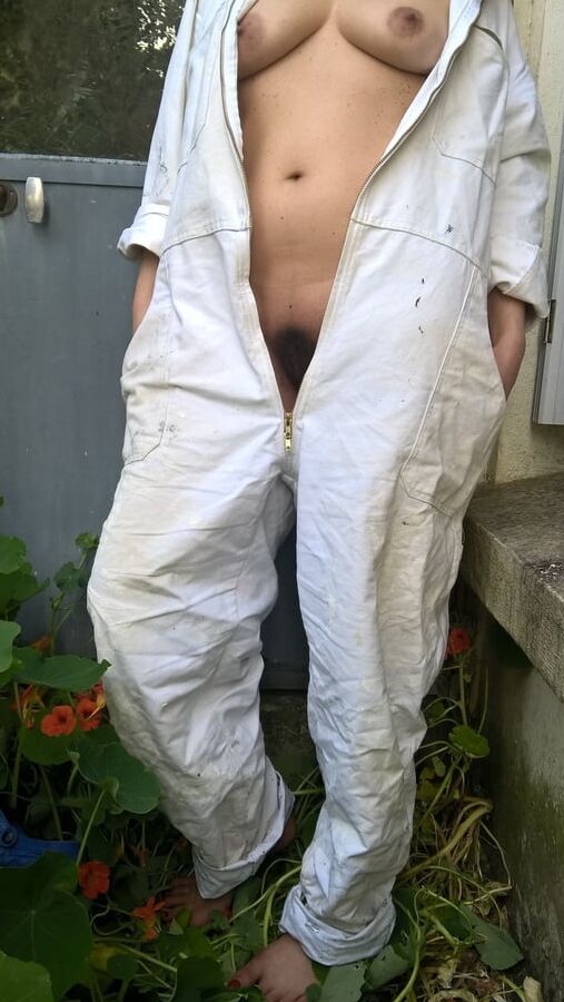 Hairy Mature Wife In Coveralls Outdoors