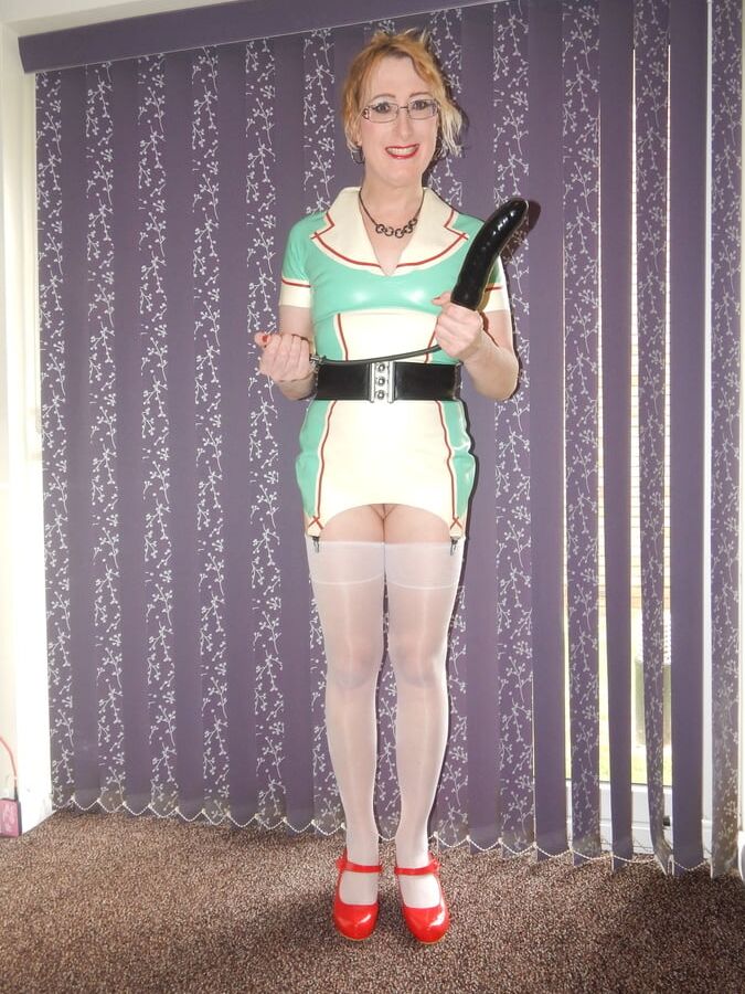 Latex Nurse Lisa Gets Fucked in Ass with Inflatable Dildo