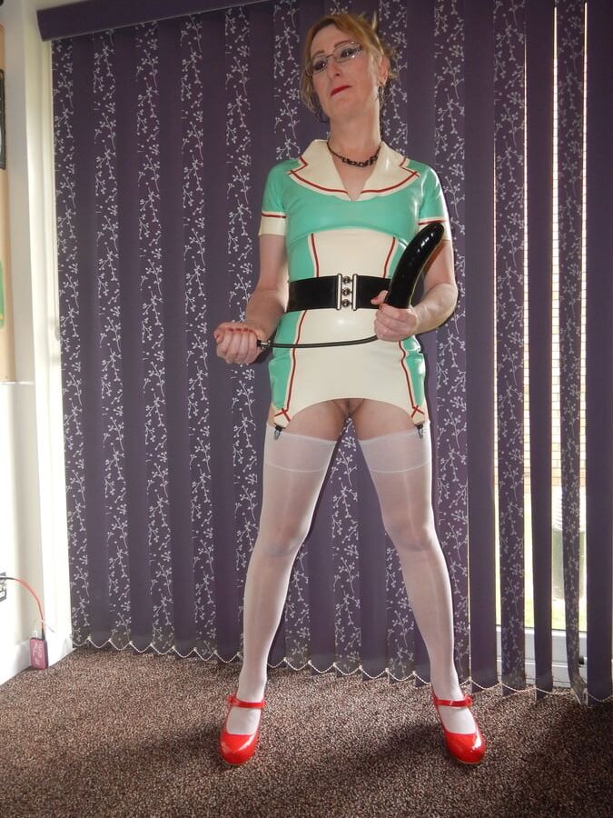 Latex Nurse Lisa Gets Fucked in Ass with Inflatable Dildo