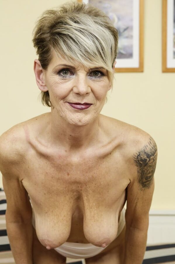 Older slim senior granny show off and adult toys