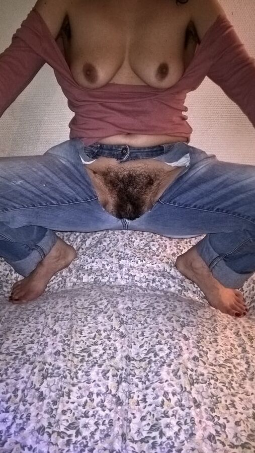 Hairy wife in denim