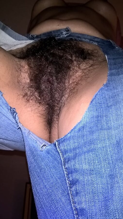 Hairy wife in denim
