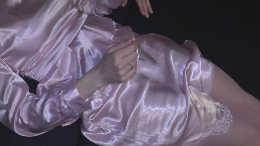 Pink satin blouse and pink satin slip