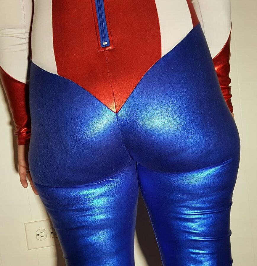 Lexi In A Shiny Spandex Superhero Costume