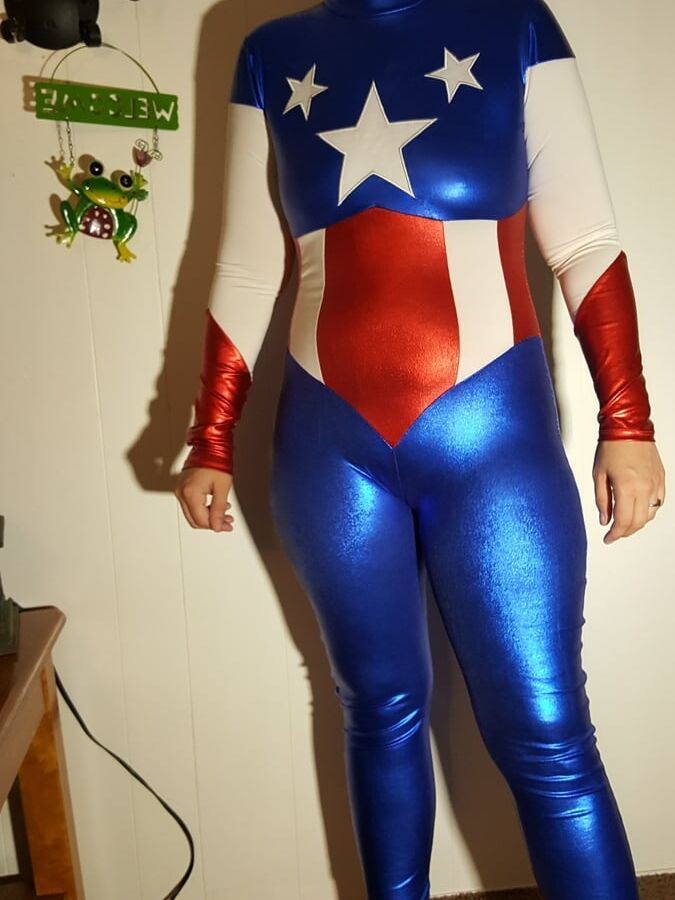 Lexi In A Shiny Spandex Superhero Costume