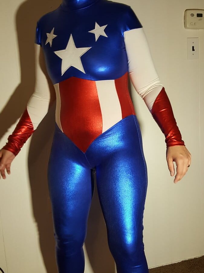 Lexi In A Shiny Spandex Superhero Costume