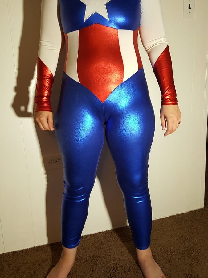 Lexi In A Shiny Spandex Superhero Costume