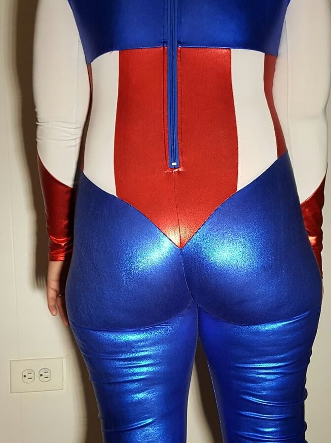 Lexi In A Shiny Spandex Superhero Costume
