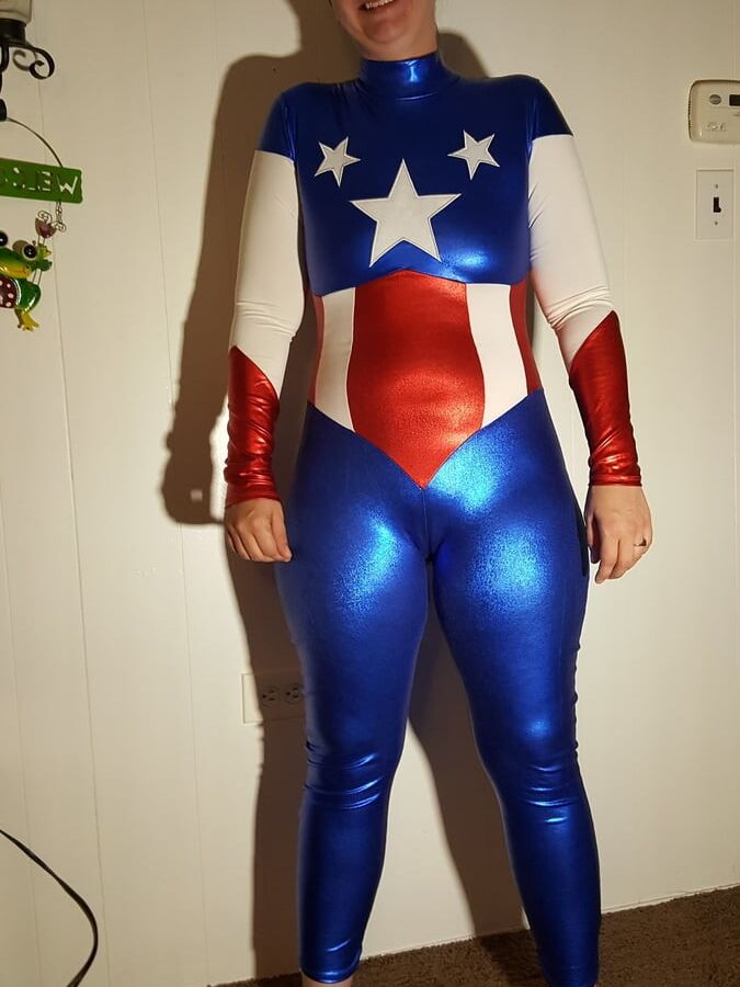 Lexi In A Shiny Spandex Superhero Costume