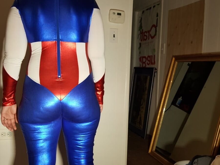 Lexi In A Shiny Spandex Superhero Costume