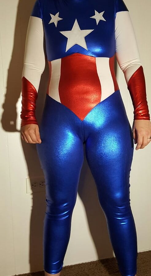 Lexi In A Shiny Spandex Superhero Costume