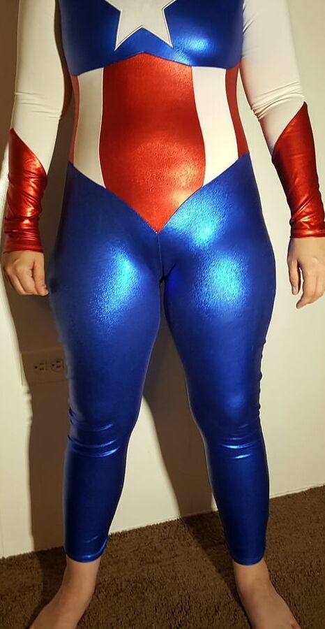 Lexi In A Shiny Spandex Superhero Costume