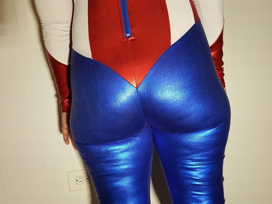 Lexi In A Shiny Spandex Superhero Costume