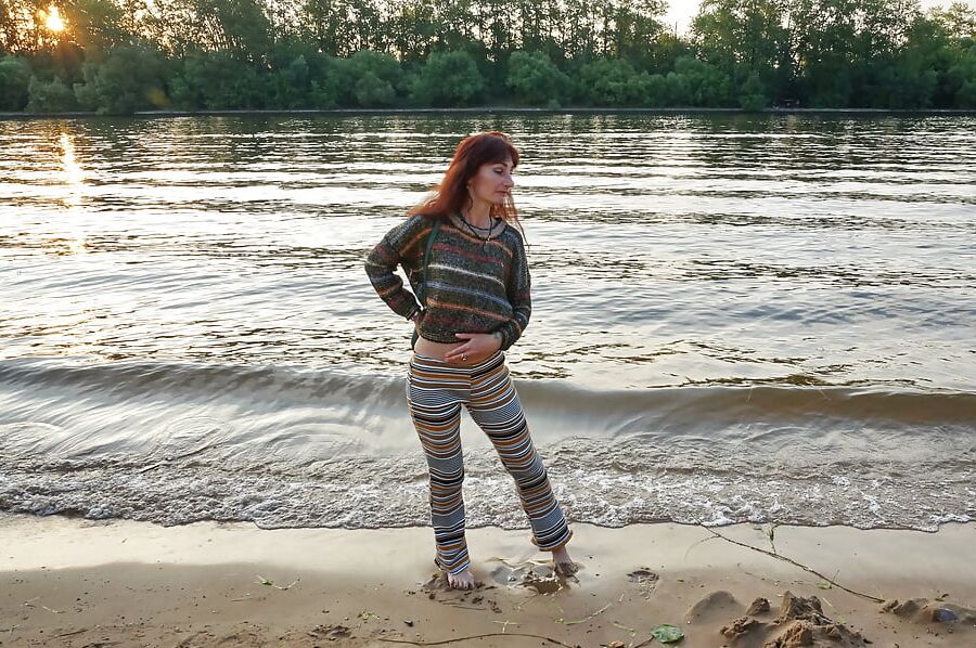 In AKIRA pants near Moscow-river in evening
