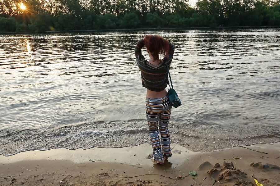 In AKIRA pants near Moscow-river in evening