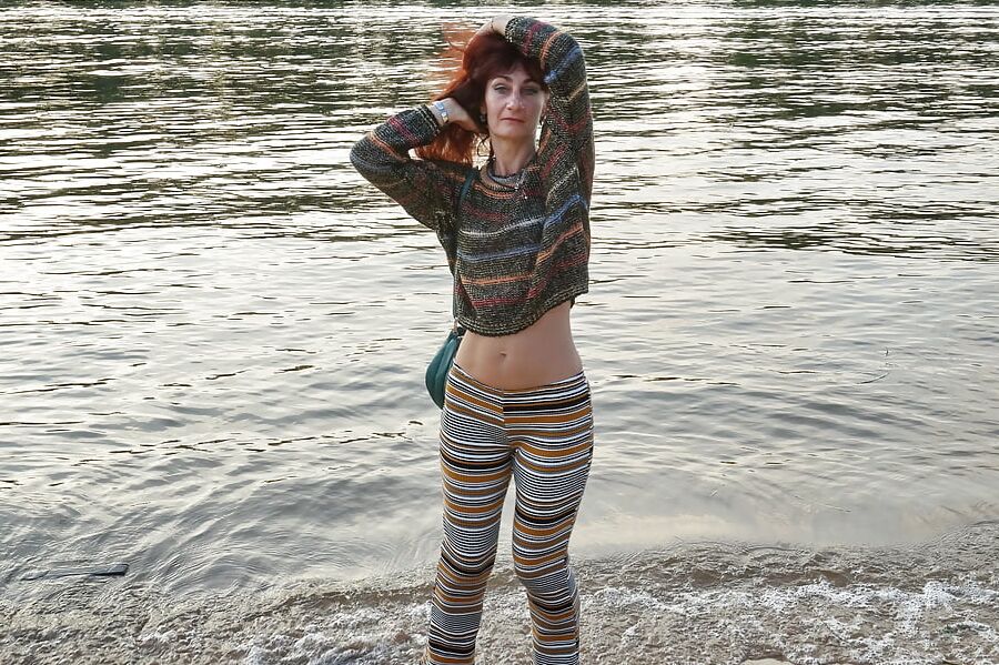 In AKIRA pants near Moscow-river in evening