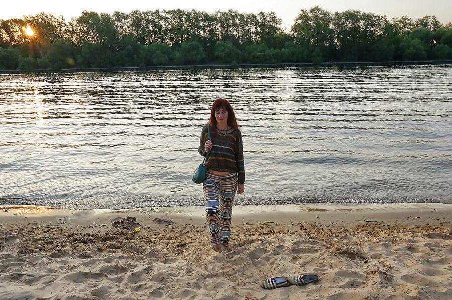 In AKIRA pants near Moscow-river in evening