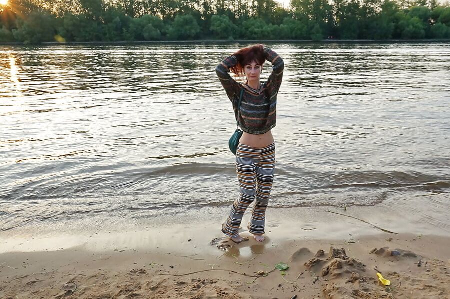In AKIRA pants near Moscow-river in evening