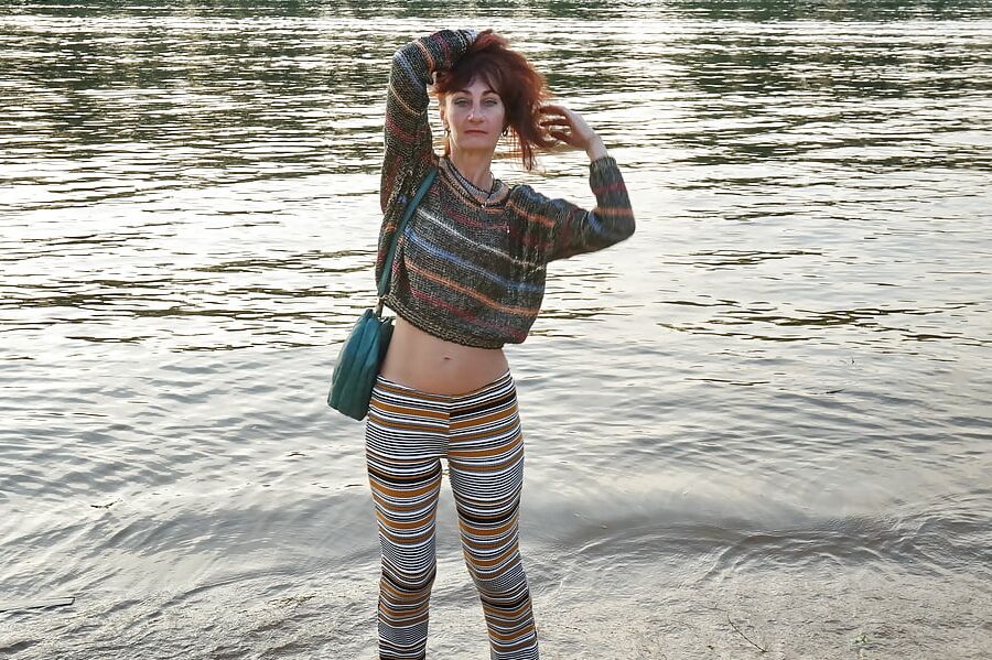 In AKIRA pants near Moscow-river in evening