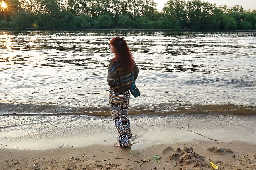 In AKIRA pants near Moscow-river in evening