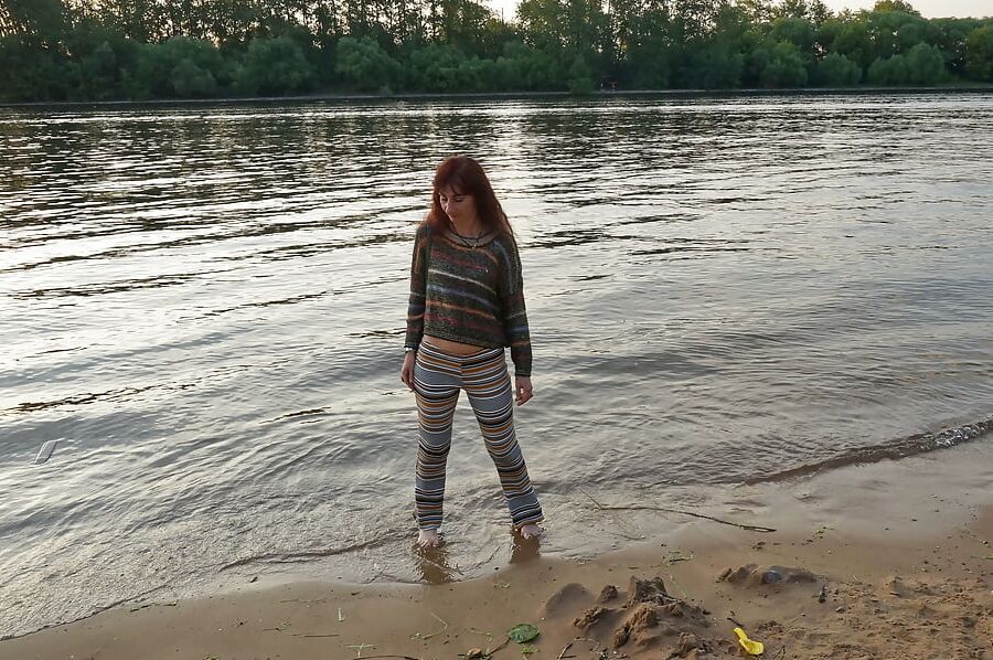 In AKIRA pants near Moscow-river in evening