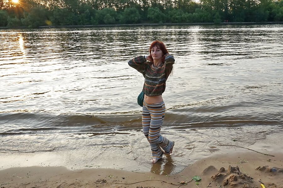 In AKIRA pants near Moscow-river in evening