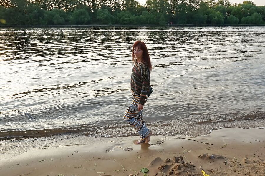 In AKIRA pants near Moscow-river in evening