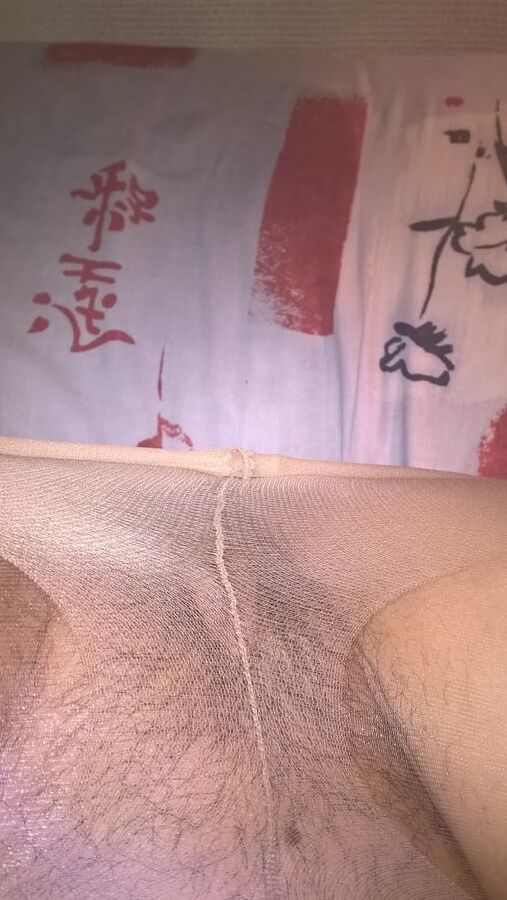 My beautiful hairy wife selfies in pantyhose
