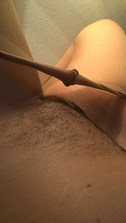 My beautiful hairy wife selfies in pantyhose