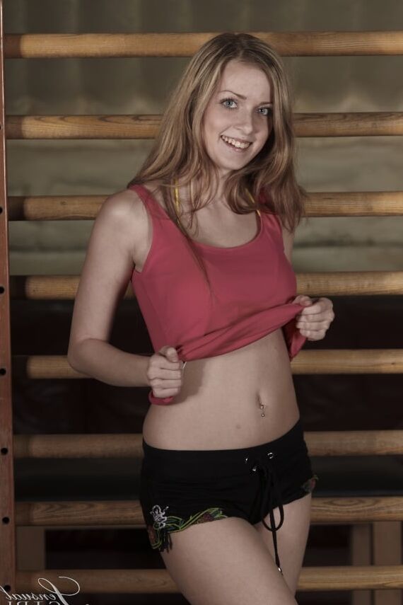 Abigaile working out in the jib and starts stripping
